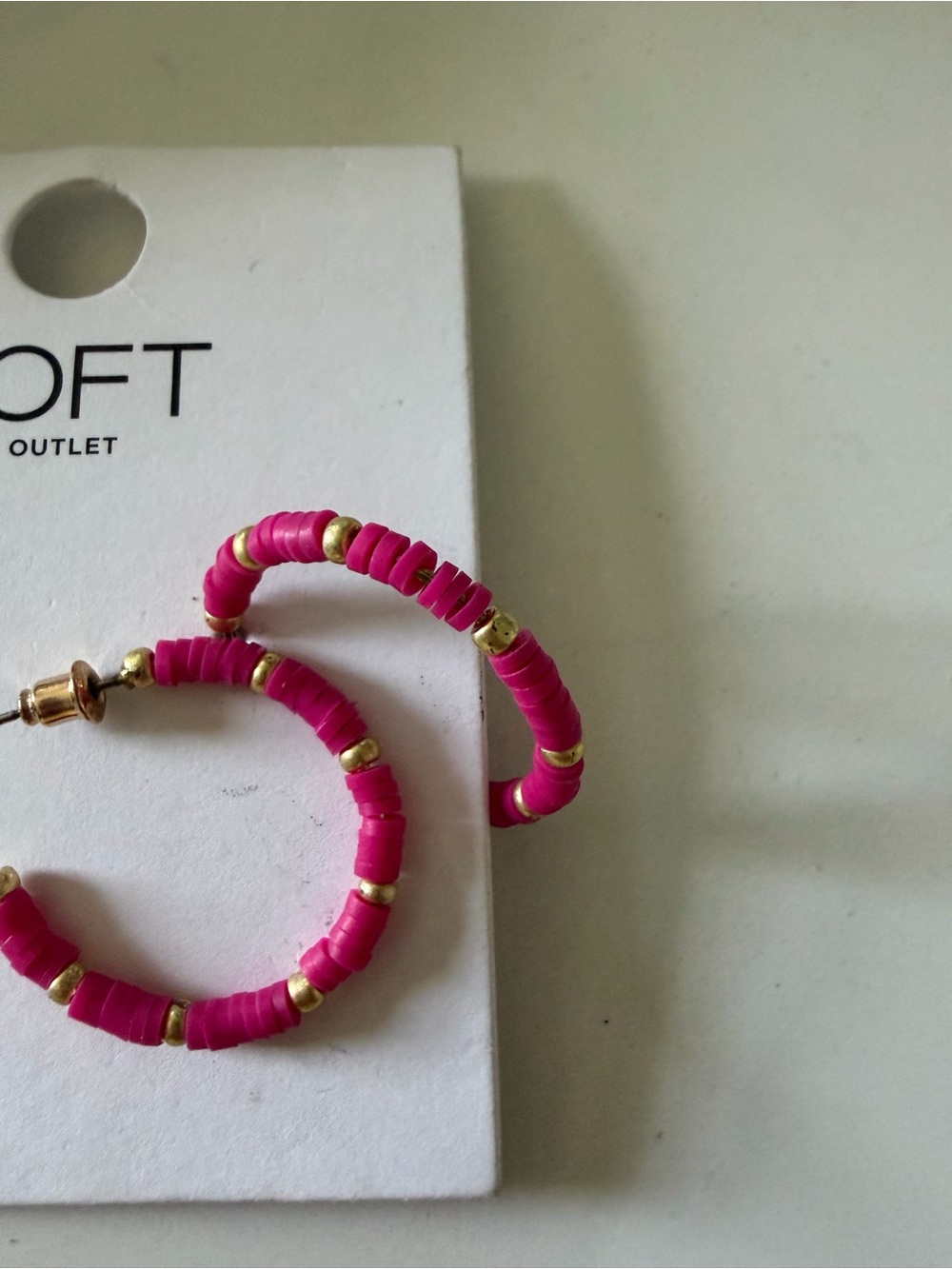 LOFT Pink Beaded Hoop Earrings